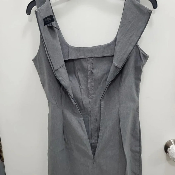 Express World Grand Vintage 90s Gray Stretch Sleeveless Sheath Midi Dress 5/6 - Picture 5 of 6
